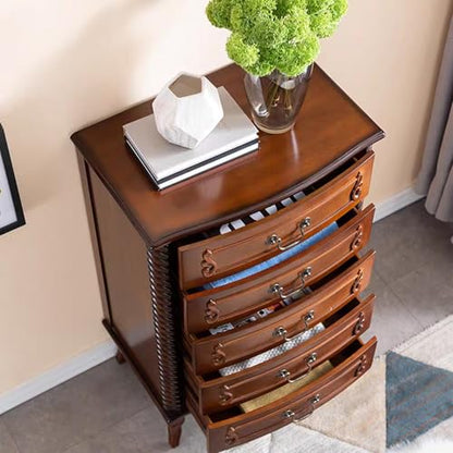 Solid Wood 5 Drawer Dresser Fully Assembled Tall Chest of Drawers Wood Storage, view 6