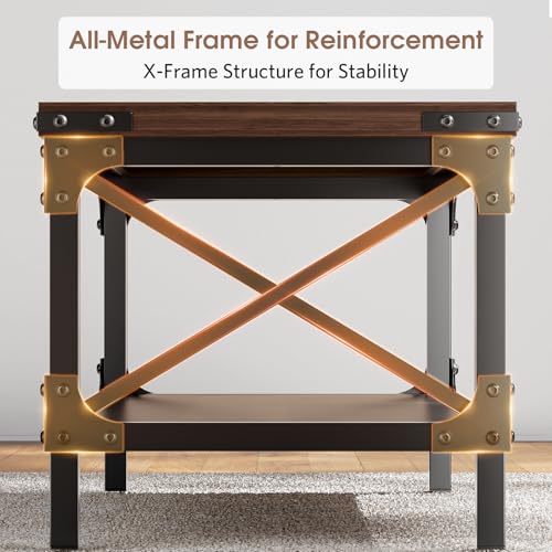 Rectangle Coffee Tables for Living Room, Wood Rectangular Coffee Table, 2 Tier Dark Brown Modern Center Table with Thickened Tabletop and Metal Frame, 40 inch Long (Walnut)