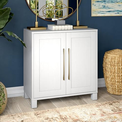 28" Wooden Accent Cabinet, Modern Sideboard Buffet Cabinet with 2 Doors and an Adjustable Shelf for Living Room, Dining Room, Bedroom or Entryway, Cloud White