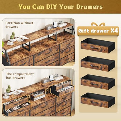 Dresser for Bedroom with 9 Fabric Drawers & 55.12" W Display Shelf, view 5