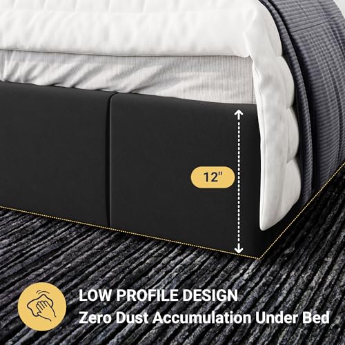 Full Size Black Velvet Platform Bed, view 5