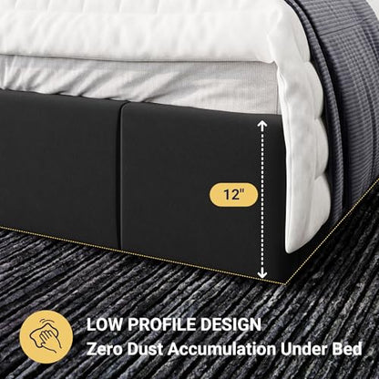 Full Size Black Velvet Platform Bed, view 5