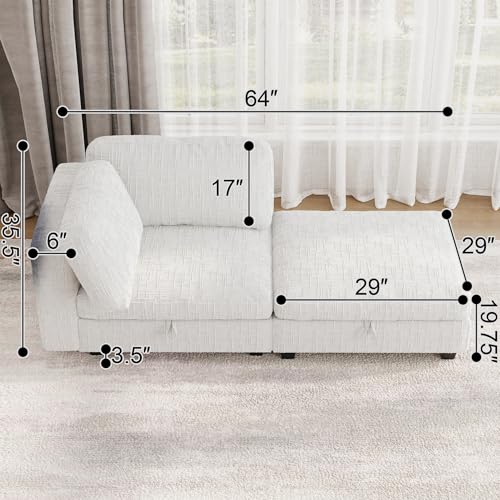 Comfy Chenille Upholstered Reversible Storage Chaise Lounge Indoor for Living, view 3