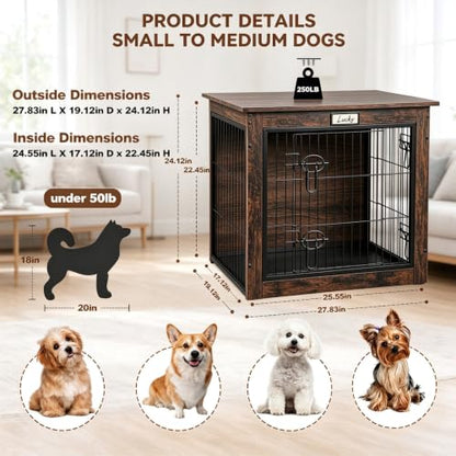 Indoor Dog Kennel End Table for Small Medium Dogs, view 3