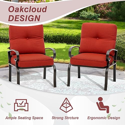 2 Piece Outdoor Furniture Patio Bistro Chairs Metal Dining Furniture Set, All-Weather Garden Seating Chair (Red)
