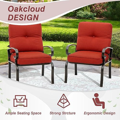 2 Piece Outdoor Furniture Patio Bistro Chairs Metal Dining Furniture Set, All-Weather Garden Seating Chair (Red)