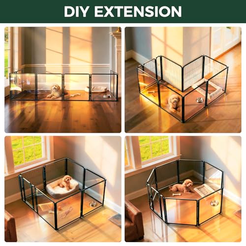 AuraSpace Pro Acrylic & Wire Mesh Indoor Dog Playpen, 24" H, 8 Panels, view 6