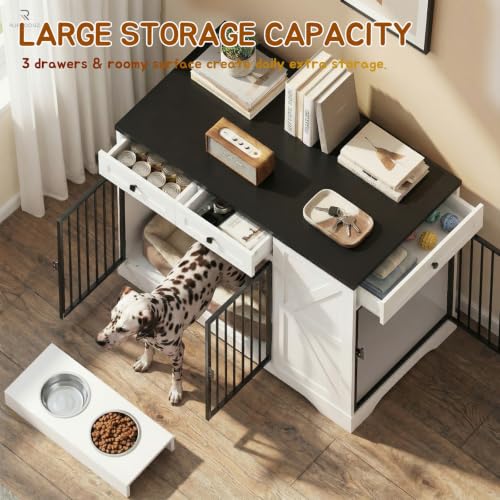 43.3 Inch Dog Crate Furniture with Storage, view 4