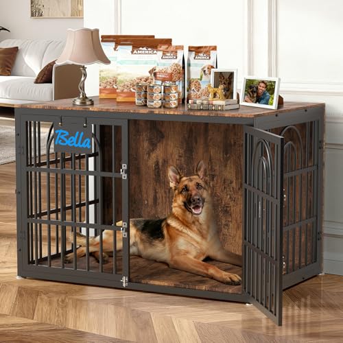 47 Inch Antique Walnut Dog Crate Furniture, view 2