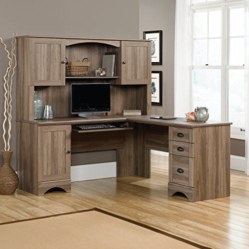 Harbor View Computer Desk, 66.14"D x 66.14"W x 30.28"H, Salt Oak finish