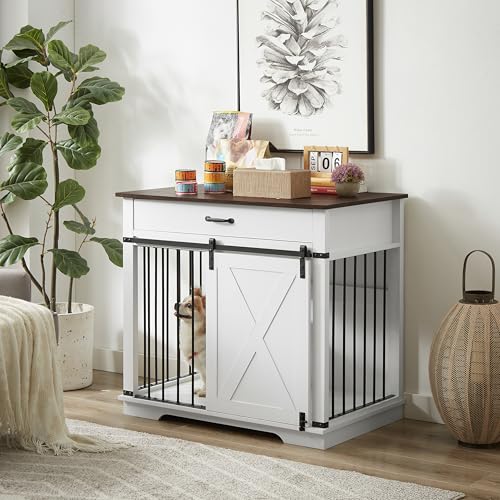 Wooden Dog Cage Furniture Style Farmhouse Dog Crate Side End Table Indoor Dog, view 2