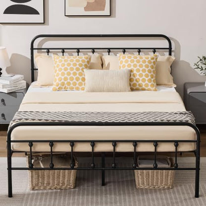 Vintage Full Metal Platform Bed Frame with Headboard and Footboard, view 2