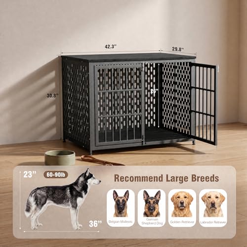 Heavy Duty 42 Inch Indestructible Furniture Dog Crate for High Anxiety Dogs, view 7
