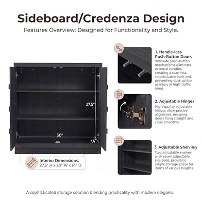 Sideboard Buffet Cabinet with Storage, 62.6”W,Charcoal Oak, view 5