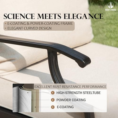 5 Piece Patio Furniture Set, 2 x Swivel Chair, 2 x Ottoman, 1 x 3-Seat Sofa, All Cushioned 7 Seats Outdoor Conversation Set for Lawn Garden Backyard