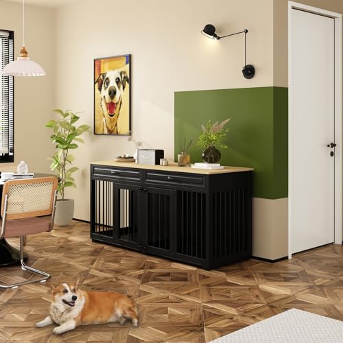 64.6" Large Double Dog Crate Furniture, view 7