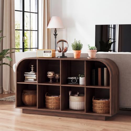 8 Cube Storage Organizer, 2-Tier Low Bookcase 55.1" L, Walnut, view 3