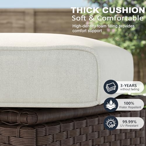 10 Piece Wicker Patio Furniture Set with Fire Pit Table, Classis Outdoor Conversation 360 Degree Swivel Chairs Set with Coffee Table