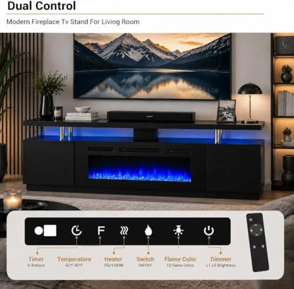 70'' Fireplace TV Stand, Entertainment Center with 36" Electric Fireplace, view 6