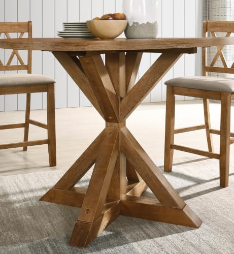 Windvale Cross-Buck Base Counter Height Dining Table, Cottage Oak
