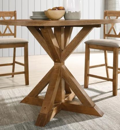 Windvale Cross-Buck Base Counter Height Dining Table, Cottage Oak