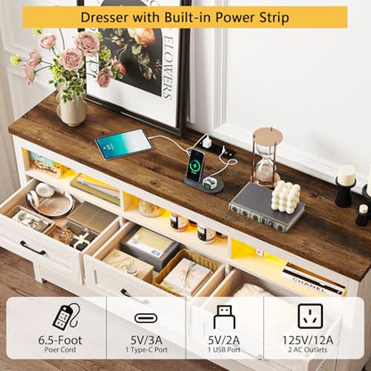 Farmhouse 9 Drawer Dresser with LED Lights, view 6