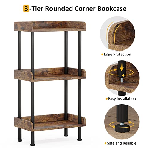 Bookshelf Small Book Shelf 3 Tier Wood Bookcase, view 6