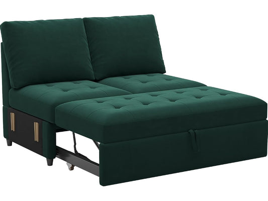 Pull Out Sofa Bed Module Part for Modular Sectional Sleeper Sofa Armless Loveseat with Pull Out Bed for Sectional Couch Green