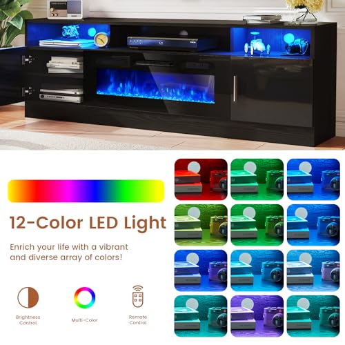 70" Fireplace TV Stand with Power Outlet for TVs UP to 80", view 7