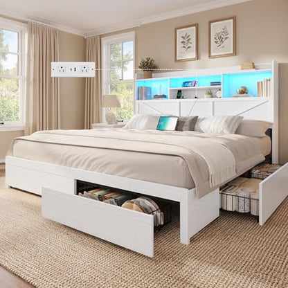 King Bed Frame with 6 Storage Drawers, view 2