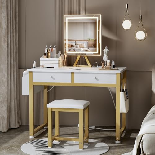 Small Makeup Vanity Desk with Mirror and Light, view 3