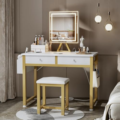 Small Makeup Vanity Desk with Mirror and Light, view 3