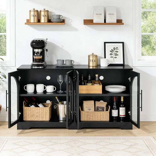 55" Sideboard Buffet Cabinet with Glass Doors, view 7