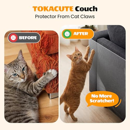 200" x 16.5" Anti Cat Scratch Furniture Protector, Single-Sided Sticky Couch Protector from Cats Claws, Couch Corner Guard Under Pet Claws, Thicken Viny Flexible Scratch Deterrent Tape
