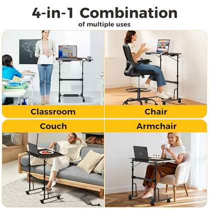 Foldable Standing & Rolling Desk, Upgraded Portable Desk on Wheels, view 6