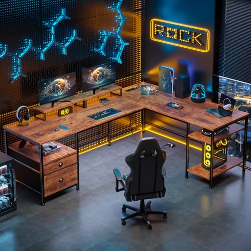 66” L Shaped Desk with Power Outlet, view 6