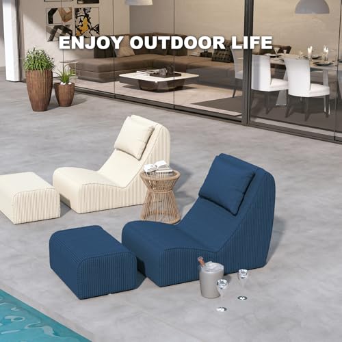 Chaise Lounge Chair with Ottoman,Giant Corduroy Bean Bag Chair for Adults, view 7