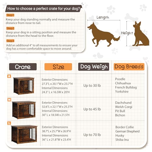 Wooden Dog Crate Furniture with Thick Cushion, Indoor Side Table Dog Kennel, view 3