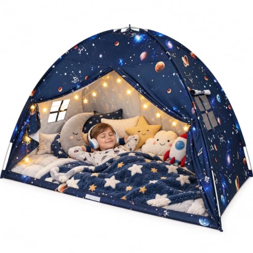 Twin Bed Toddler Canopy Tent for Kids, Space Galaxy Kids Indoor Sleep Tents, view 2