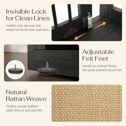 Wooden Dog Crate Furniture, Right Unit, 40 Inch,Black Oak, view 5