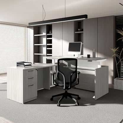 77" L-Shaped Executive Standing Desk with 3 Drawers Cabinet, view 8