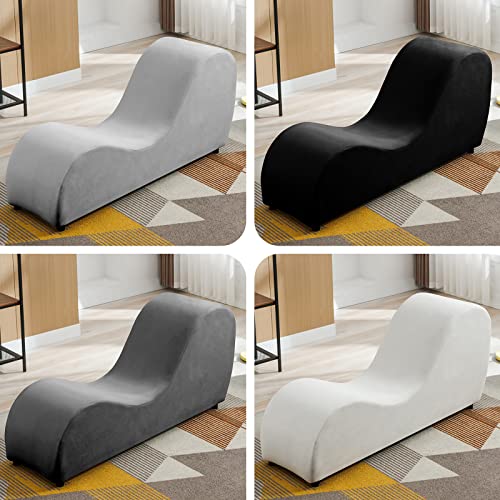 60" Yoga Chaise Lounge Chair for Adults Stretching-Light Grey, view 6