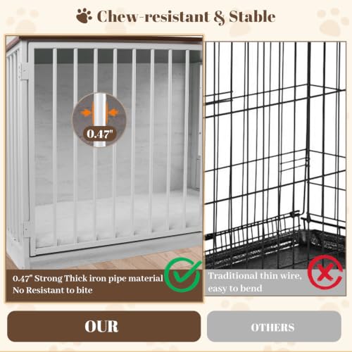 40" Dog Crate Furniture for Large Dogs, White, view 7