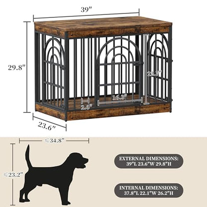 39" Wooden Dog Crate Furniture for Small Medium Large Dogs, view 3