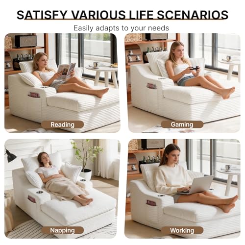 Oversized Chaise Lounge Chair Indoor, Upholstered Sleeper Sofa Bed, view 7