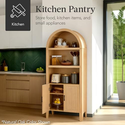 Best Choice Products 72" Tall Arched Pantry Cabinet w/Reeded Doors, view 6