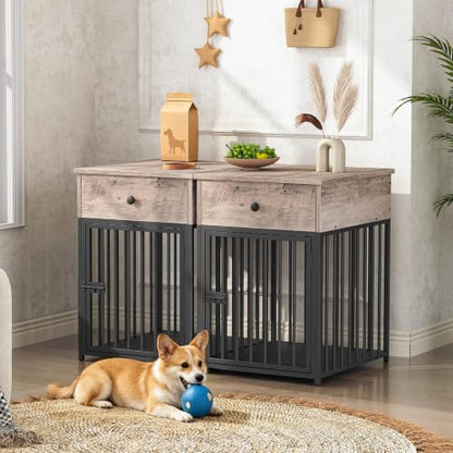 Dog Crate Furniture, Wooden Dog House, Decorative Dog Kennel with Drawer, view 5