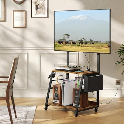 Rolling TV Stand with Mount and Storage, for up to 75 inch TVs, view 4