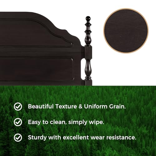 Wood Queen Size Bed Frame with Wooden 50" Tall Headboard, view 5