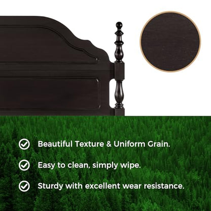 Wood Queen Size Bed Frame with Wooden 50" Tall Headboard, view 5